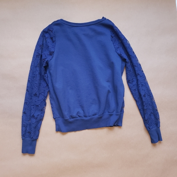 Atmosphere Blue Lace Front Sweater Size 10 - Picture 4 of 6